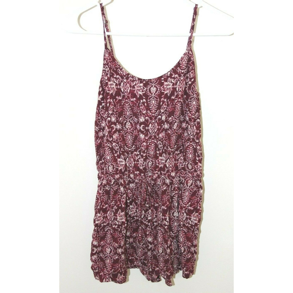 Aeropostale Womens Girls Romper Floral Maroon One Piece Jumpsuit Size S - Picture 2 of 7